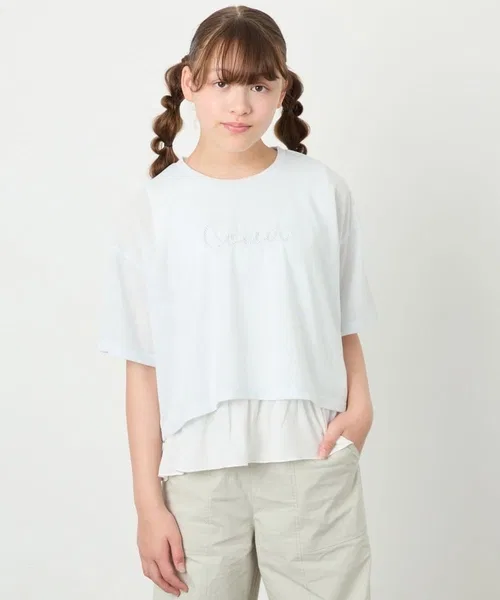 Детский комплект из футболки и топа с принтом, модель Layerd Sheer T Set, a.v.v, Light Gray — фото 3