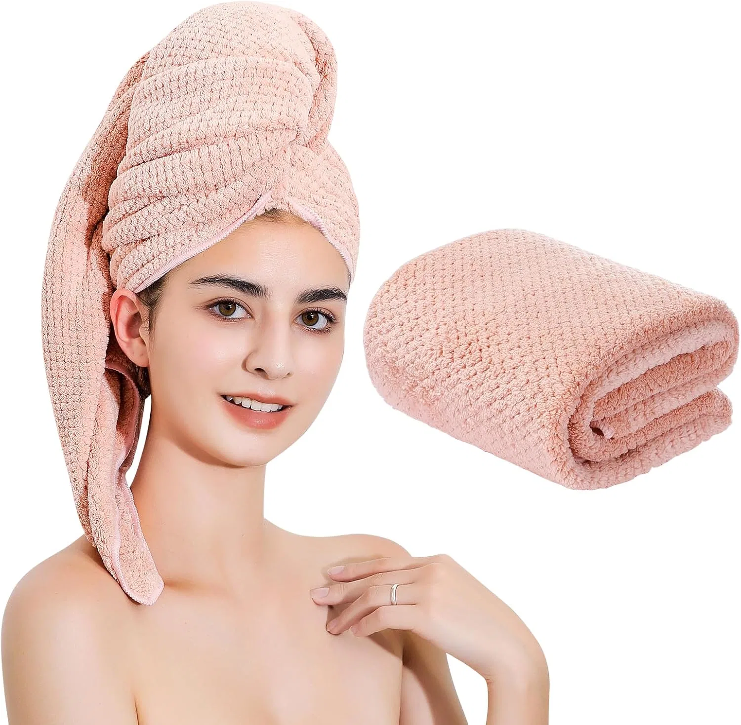 Полотенце для волос Microfiber, Laojbaba, 1 шт, 60x120 см, Rose