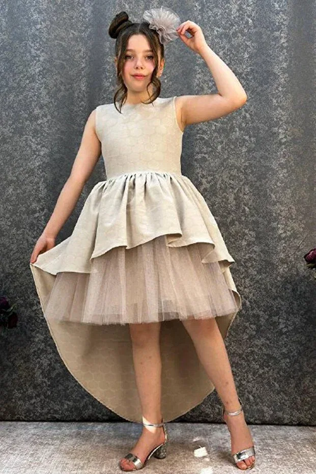 Детское платье для девочек кружевное Riccotarz, Nude Color