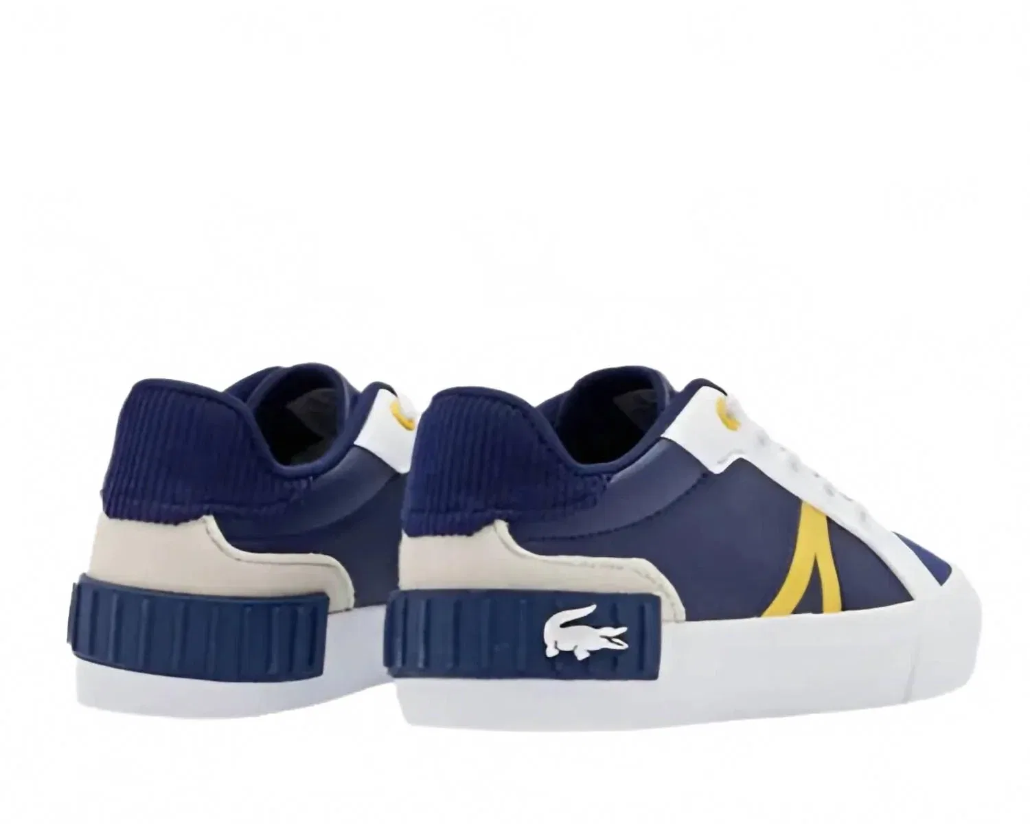 Детские кроссовки из кожи Lacoste L004 223 3 Cuj Sneaker, Navy/Yellow — фото 4