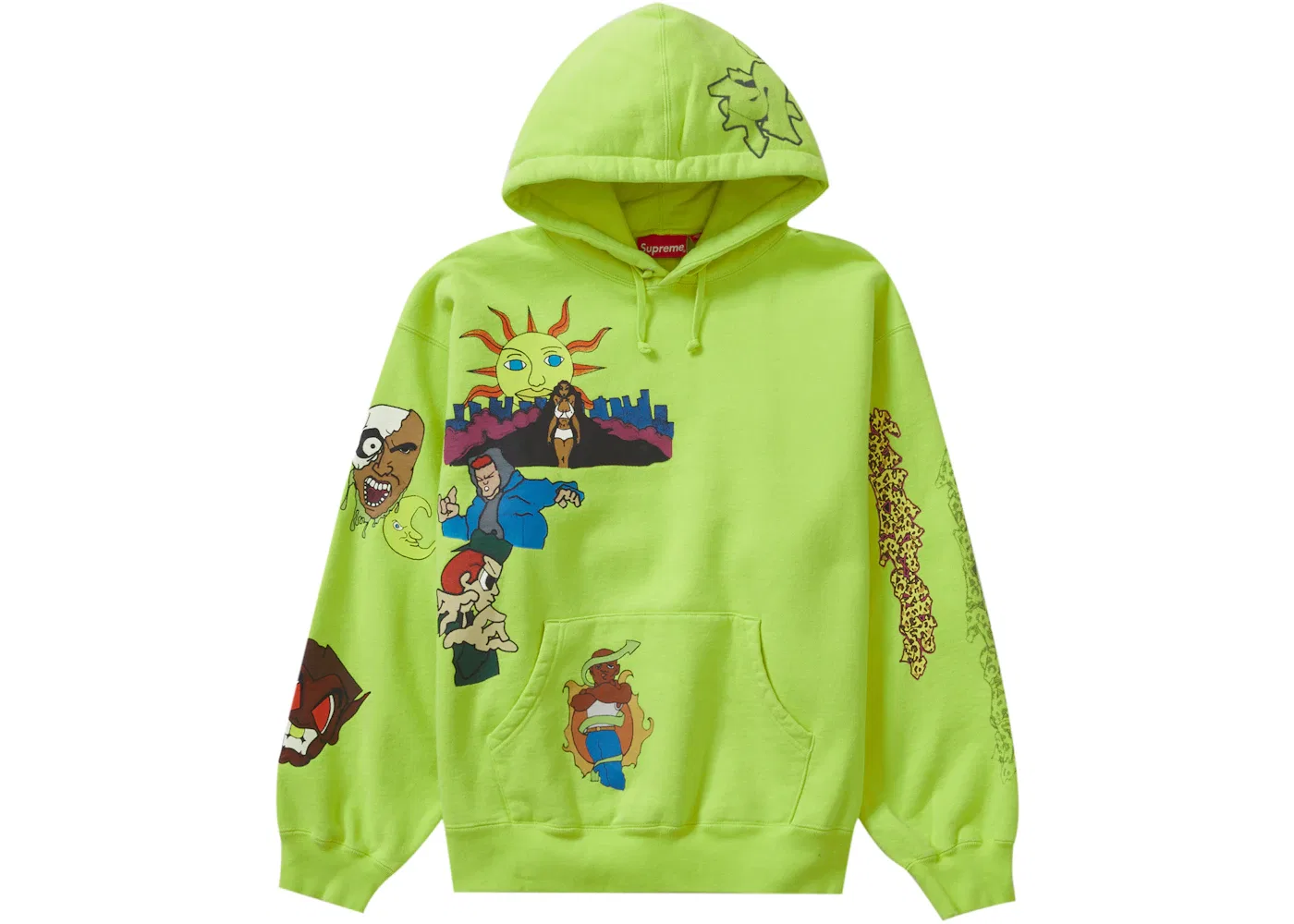 Мужская худи с капюшоном Supreme Sweatshirt, Acid Green