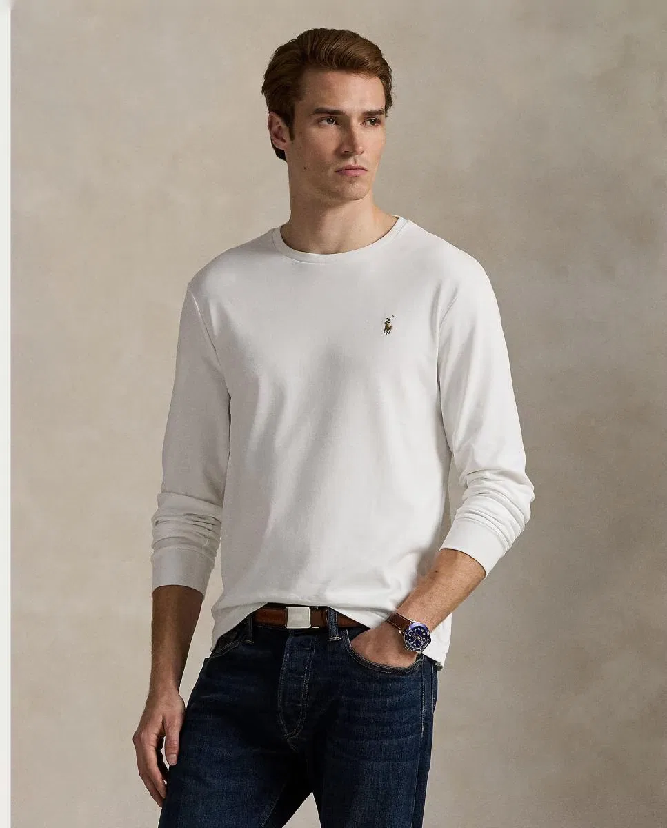 Мужская футболка из хлопка, Azul Marino, Polo Ralph Lauren, белый
