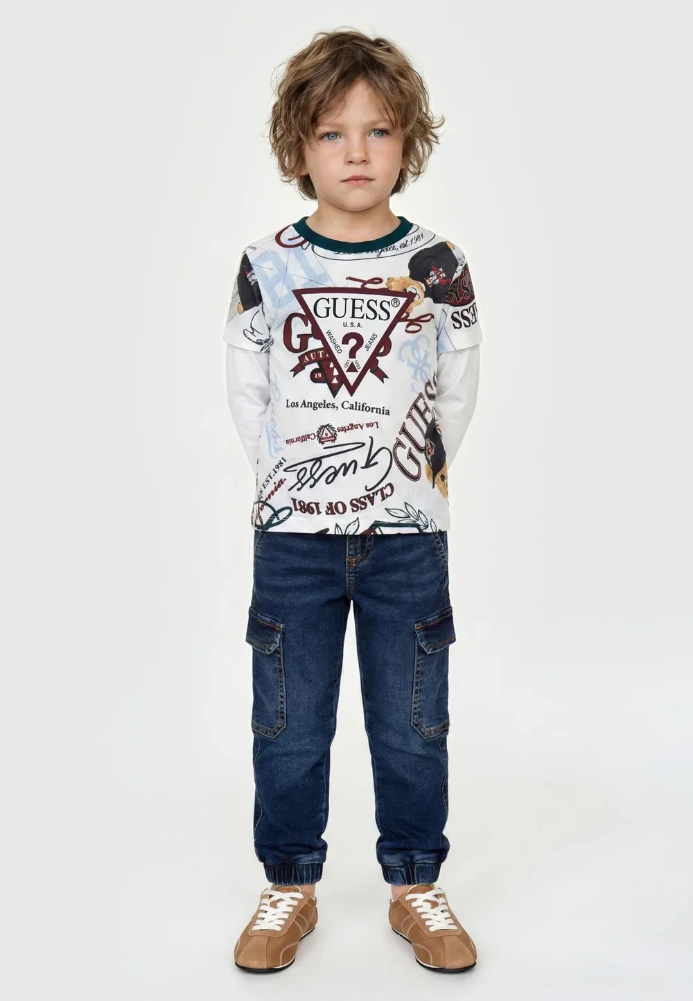 Футболка Bedrucktes - топ с длинными рукавами Guess, Gemustert Multicolor