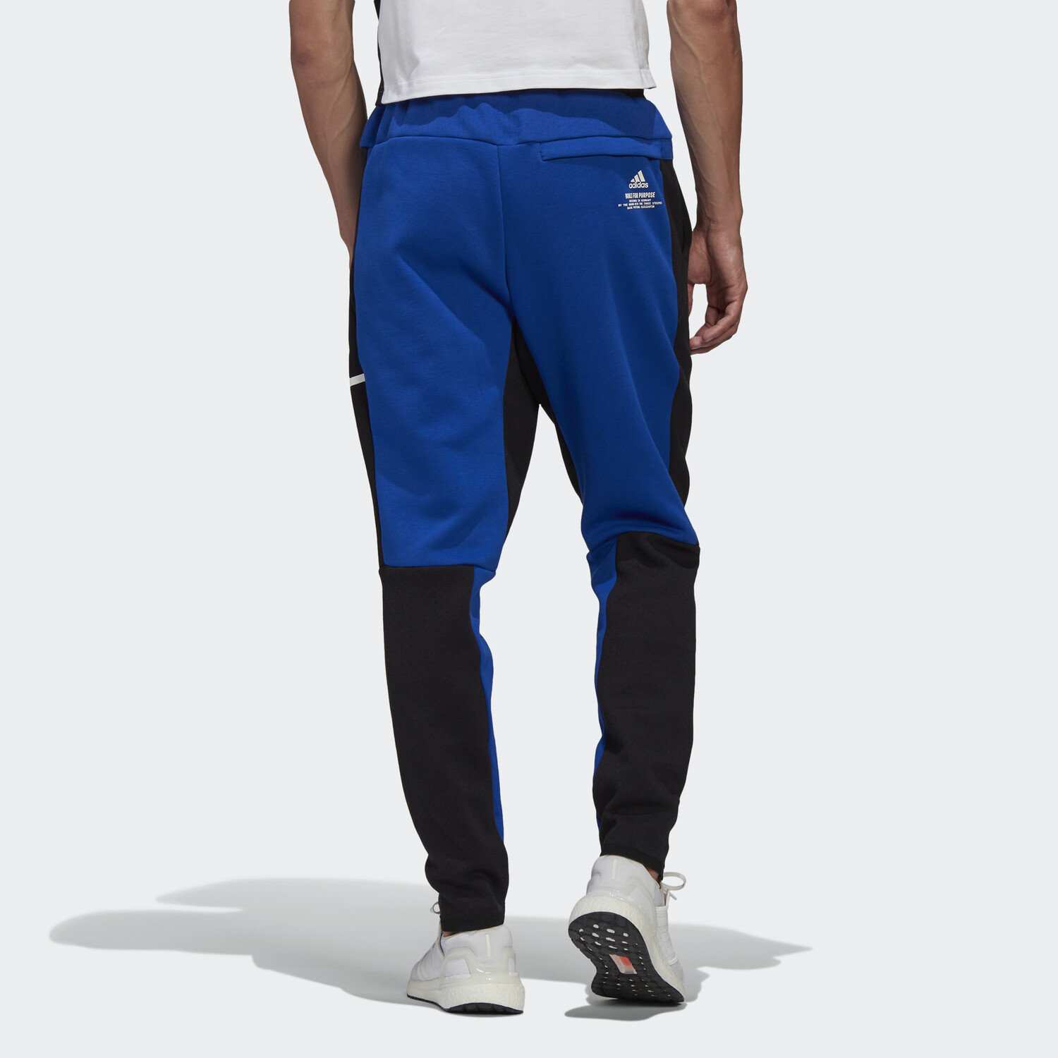 Трикотажные спортивные штаны мужские черные/синие Adidas, черный/синий — фото 4