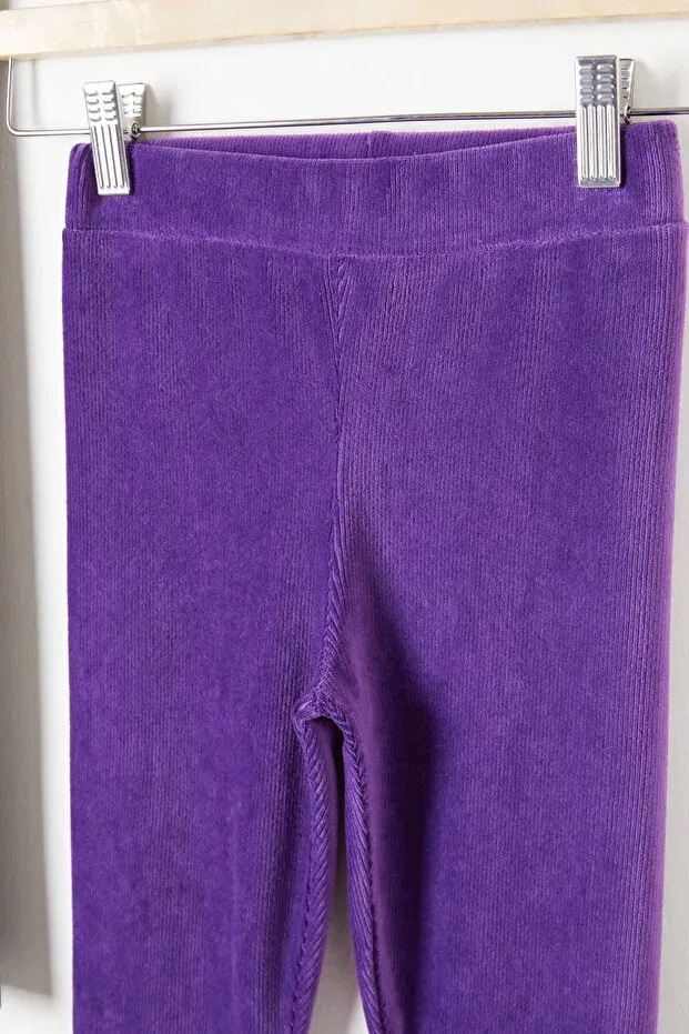 Детские леггинсы для девочек хлопковые Cansın Mini, Black - Purple — фото 3