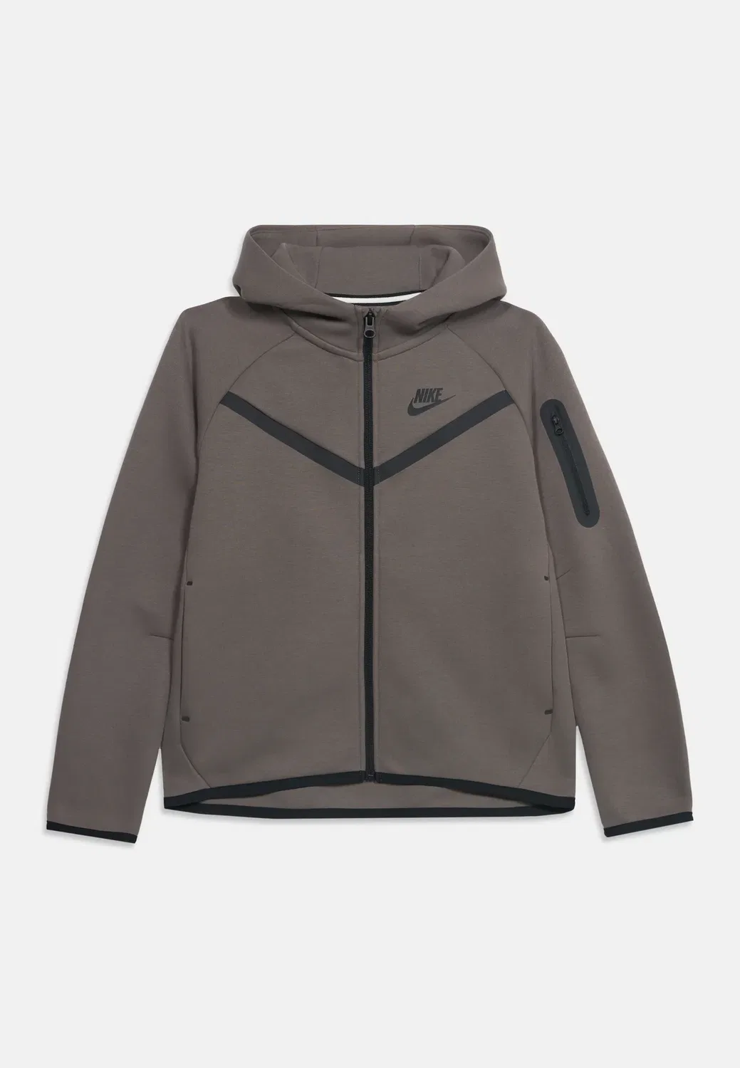 G nsw tch flc hd fz ls - pd - толстовка на молнии Nike Sportswear, Cave Stone/Black — фото 3