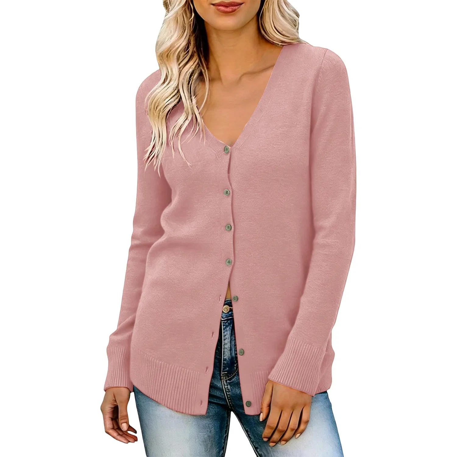 Женский кардиган с V-образным вырезом, пэчворк-дизайн, Colore: Rosa