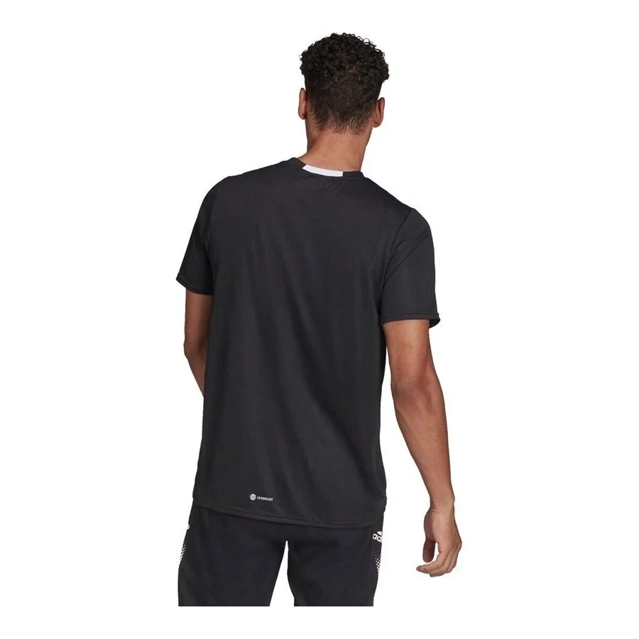 Футболка спортивная с длинным низом AEROREADY Designed for Movement adidas, Черный — фото 4