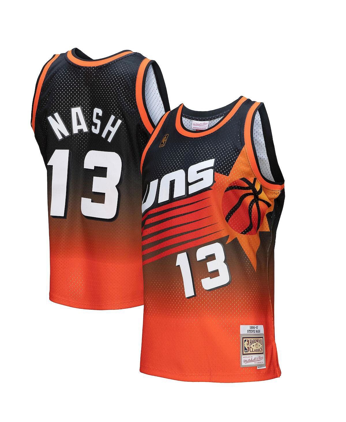 

Мужская футболка steve nash orange, black phoenix suns 1996/97 hardwood classics fadeaway swingman player Mitchell & Ness, мульти