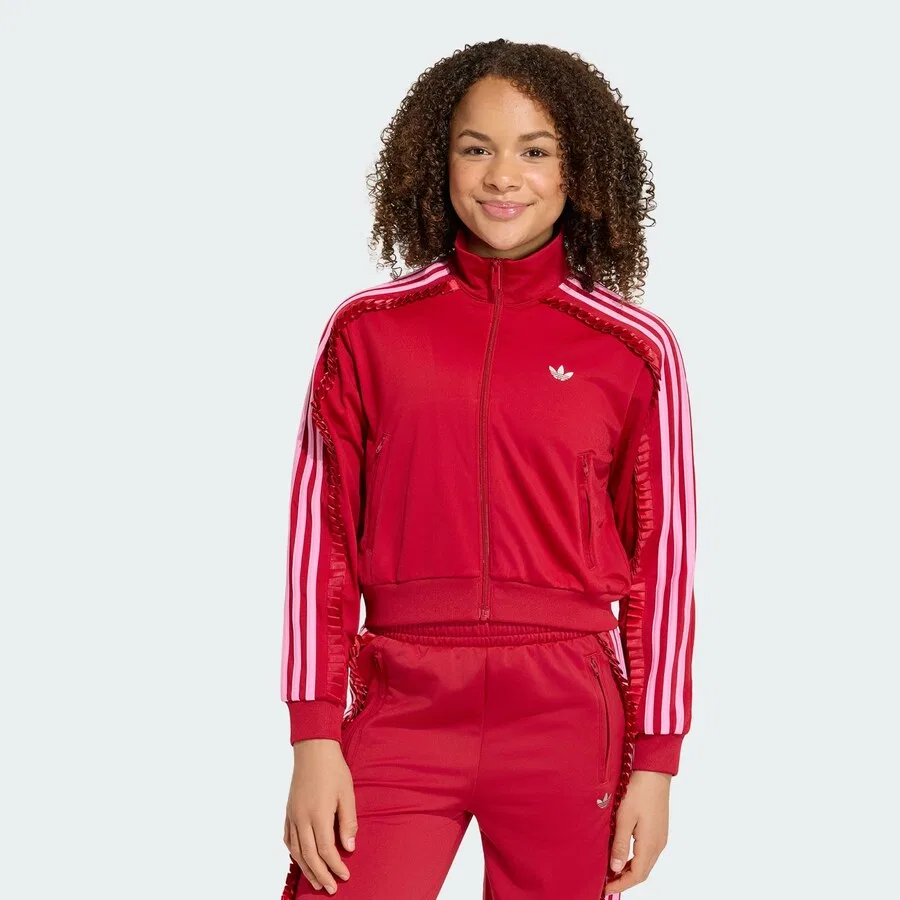 Худи на молнии ADIDAS ORIGINALS 'Firebird' красного цвета — фото 2