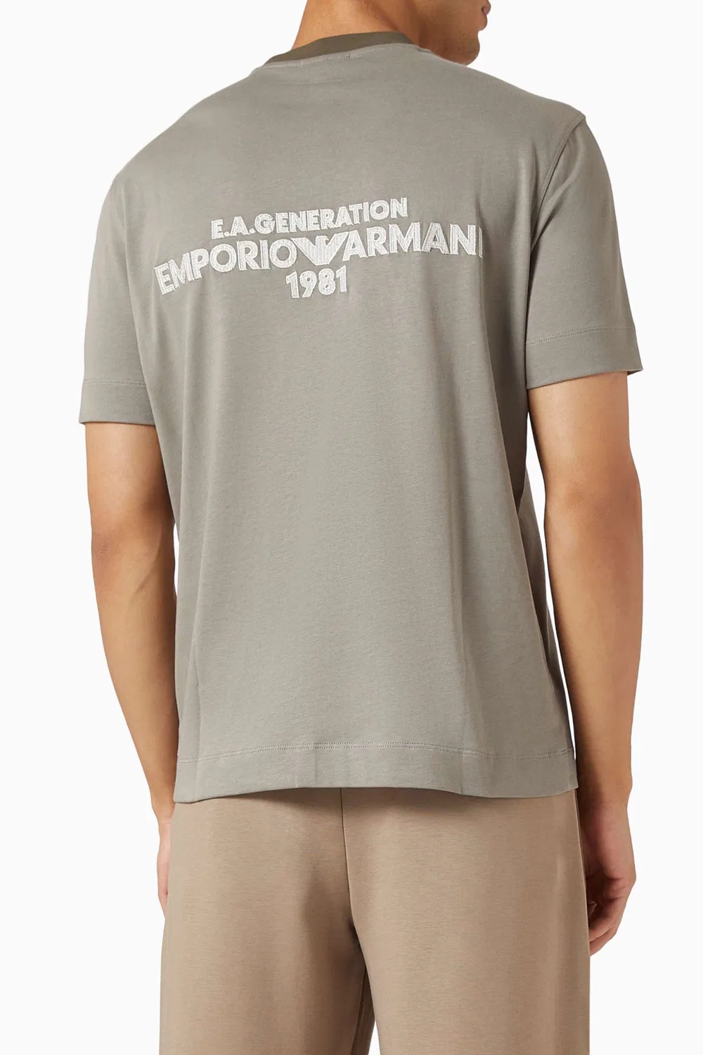 Футболка с коротким рукавом с принтом EA Eagle Logo Emporio Armani, серый — фото 4