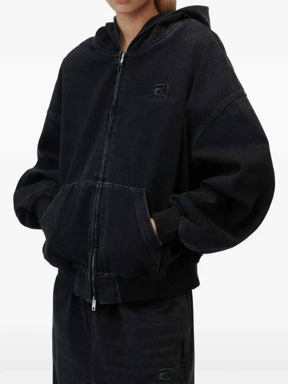 Джинсовое худи оверсайз Alexander Wang, черный