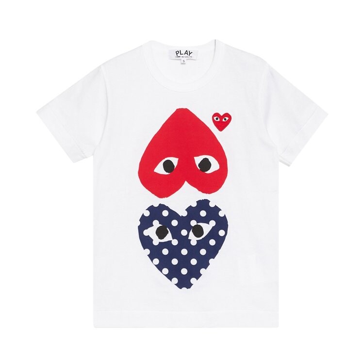 

Футболка Comme des Garçons PLAY Polka Dot Upside Down Heart T-Shirt White, белый