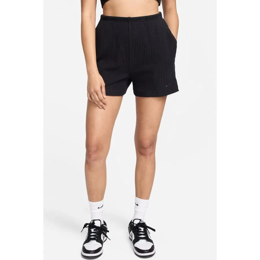 Женские шорты с высоким поясом без рукавов Nike Chill Rib High Rise Slim, Черный