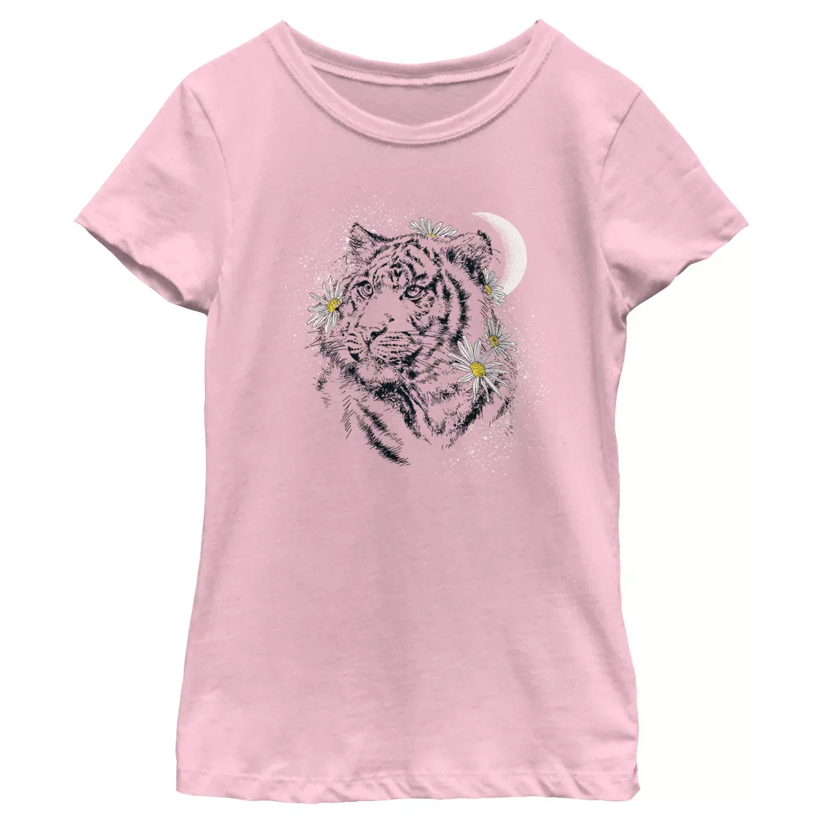 Детская футболка с принтом Tiger Floral Face LOST GODS, Light Pink