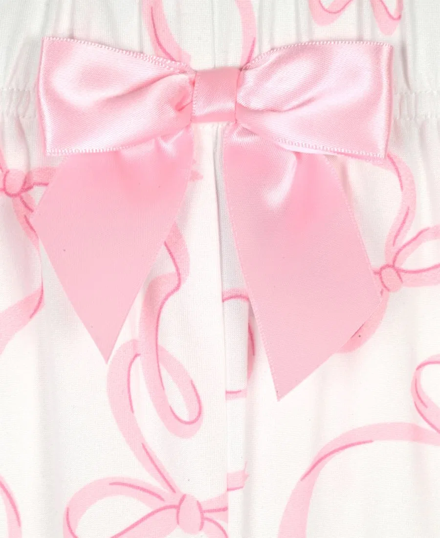 Комплект пижамы с топом и брюками с принтом, модель Rib Top, Milky Print Pants and Matching Scrunchie Pajama, 3-Piece Set Max & Olivia, Pink — фото 4