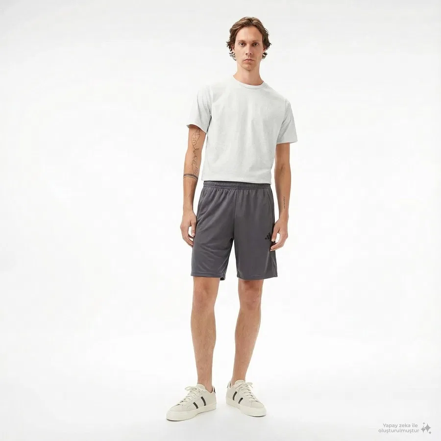 Шорты спортивные с принтом 3 полосы модели Train Essentials Piqué adidas, Серый