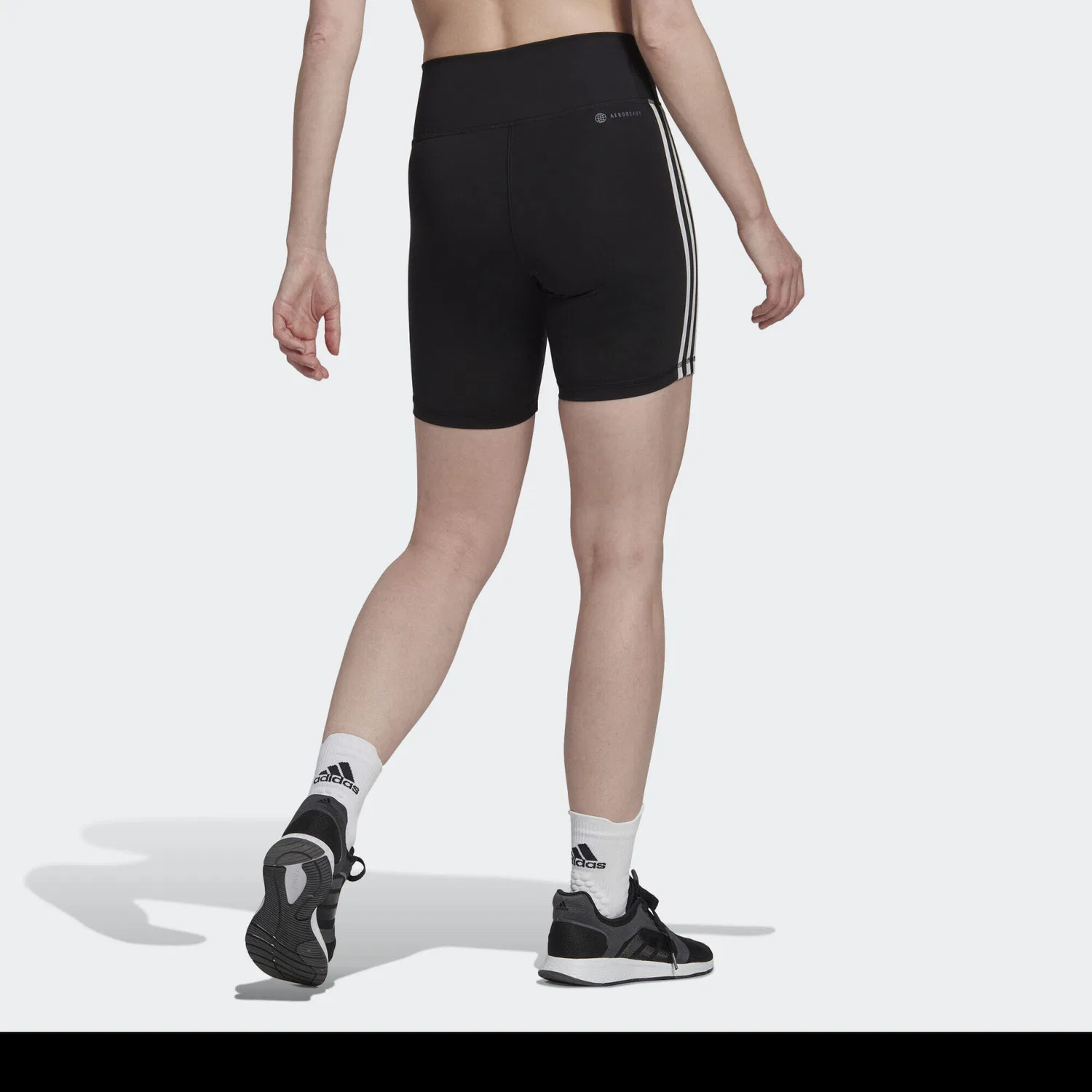 Женские леггинсы с высокой посадкой Training Essentials 3-Streifen High-Waisted Adidas, Schwarz — фото 4