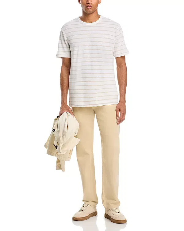 Мужская футболка с принтом H-Taut stripe crewneck t-shirt Boss, Natural — фото 2