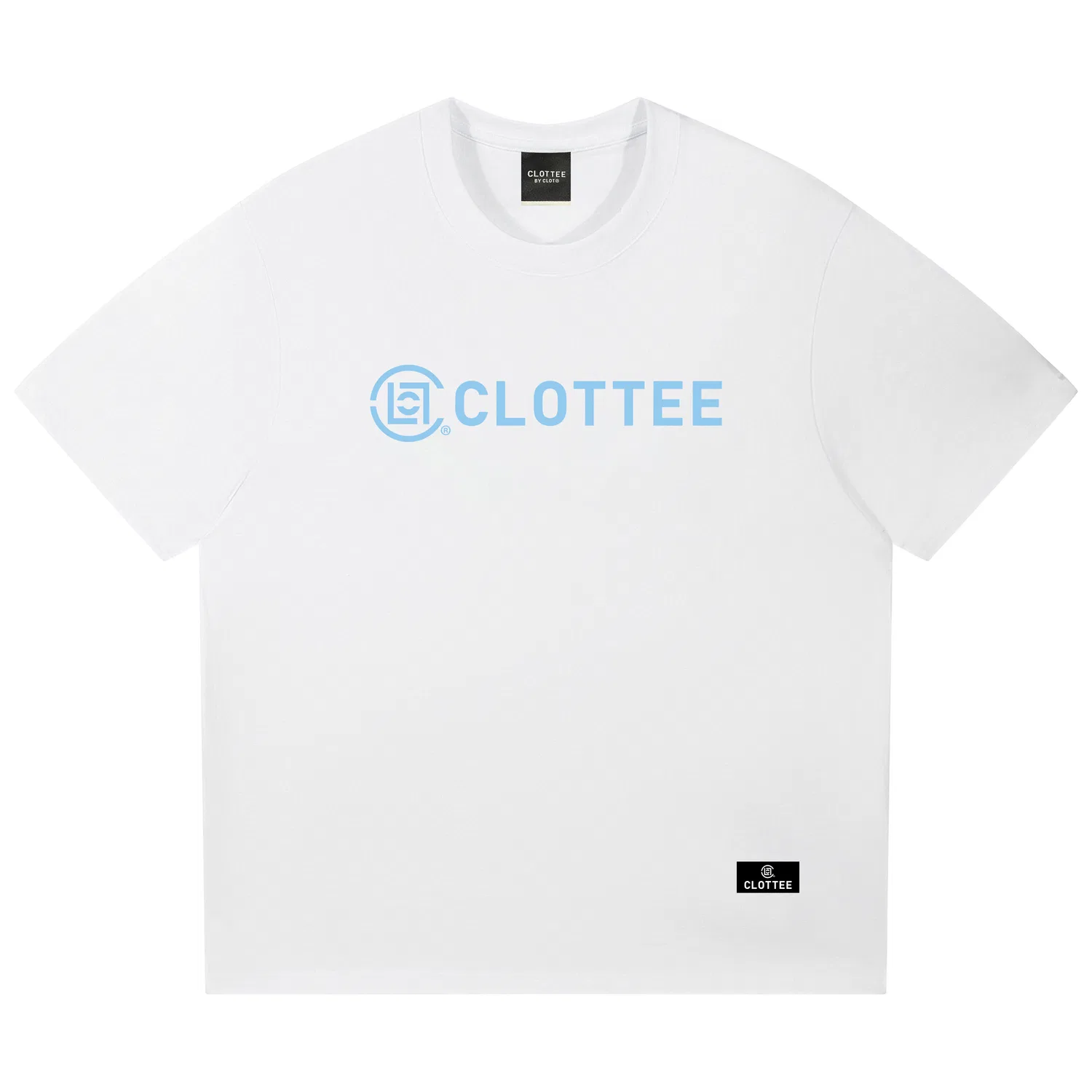 Детская футболка с принтом Unisex Crew Neck Moderate Straight Fit CLOT, White Blue Letter