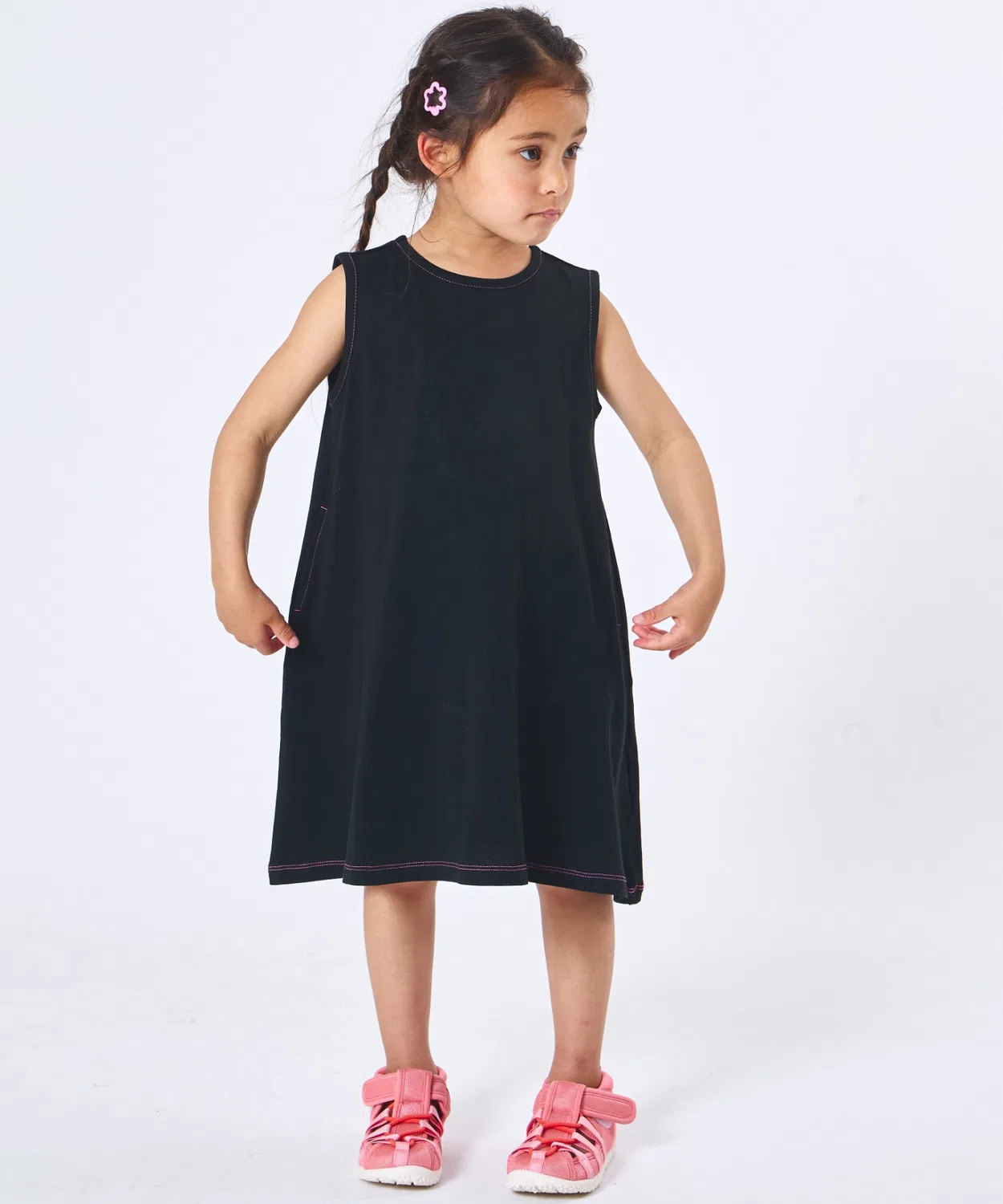 Детское платье для девочек без рукавов хлопковое Basic Summer Dress pairmanon, Black — фото 4
