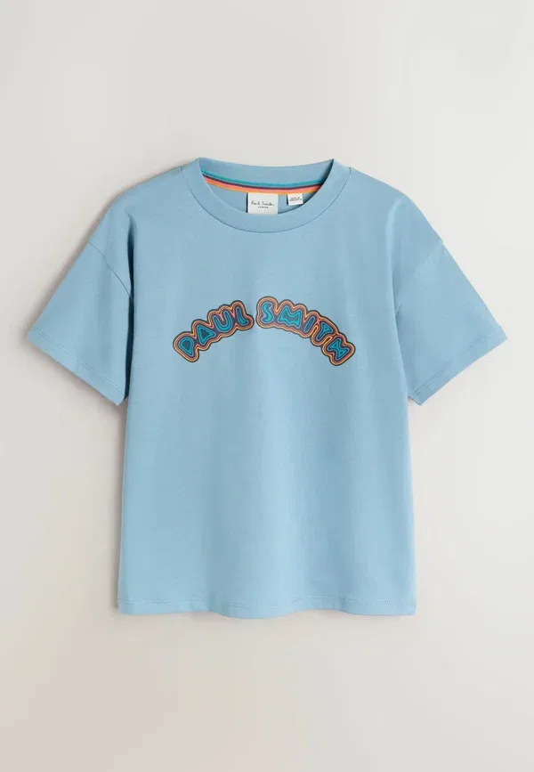 Футболка хлопковая Paul Smith Junior, синий/коричневый/серый — фото 3