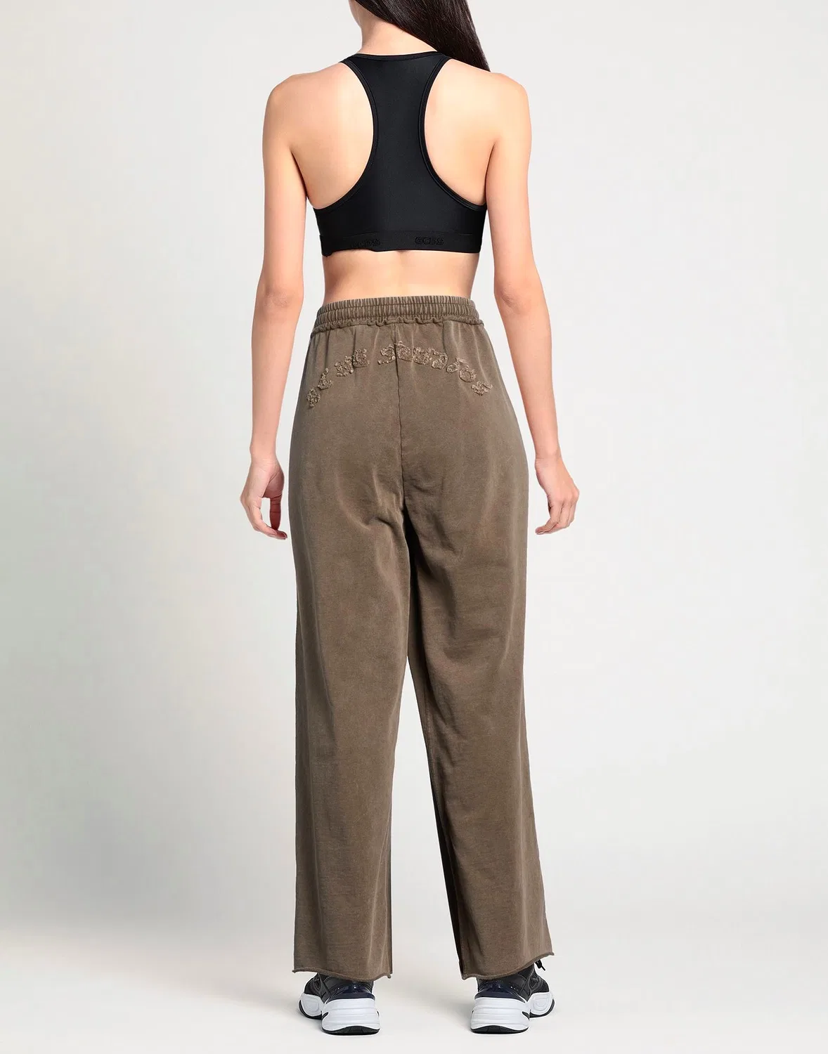 Женские спортивные штаны с высокой посадкой на кулиске Acne Studios, коричневый — фото 3
