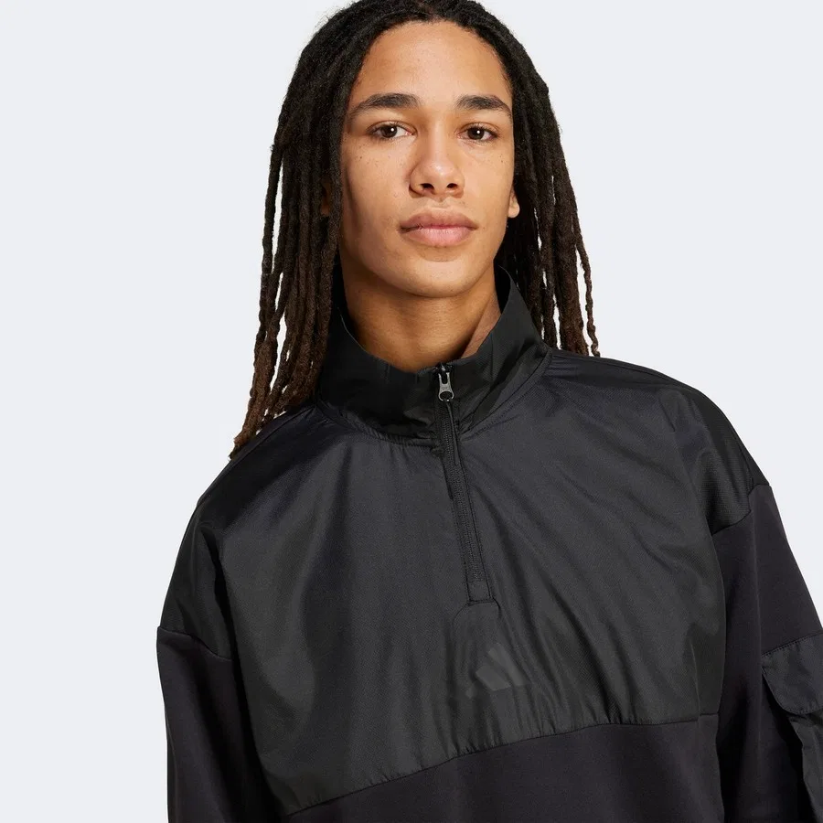 Свитшот мужской с полузастежкой и моделью City Tech Utility Half Zip adidas, Черный — фото 4