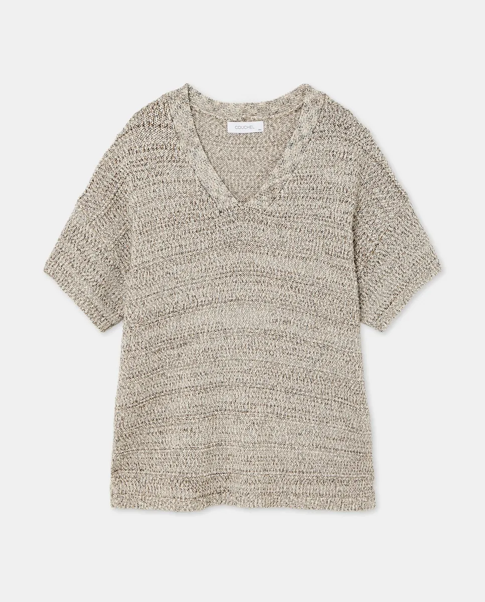 

Женская блузка с V-образным вырезом и короткими рукавами Couchel, светло-коричневый