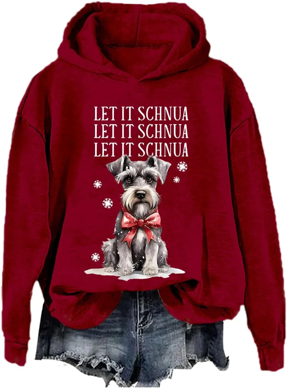 

Толстовка Let It Schnauzer с капюшоном, милый рождественский свитер SIMJEW