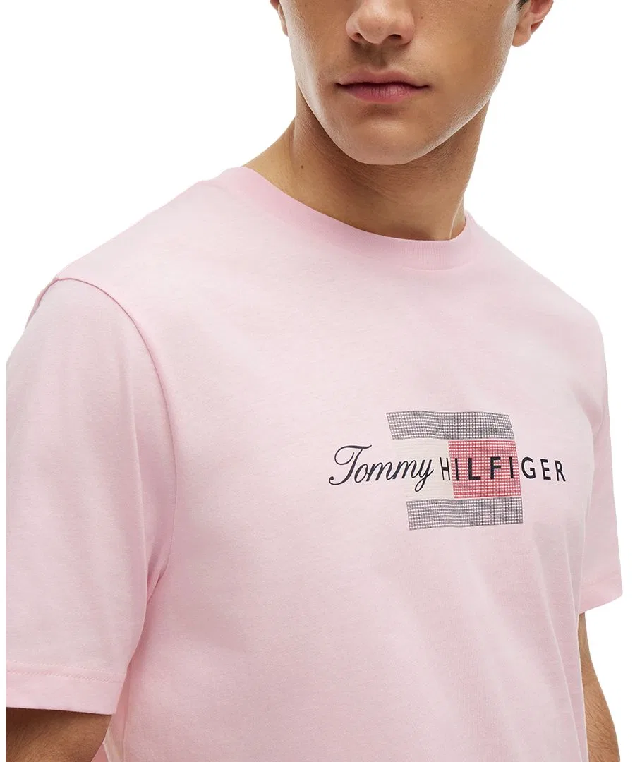 Футболка с принтом и флагом Script Flag Tommy Hilfiger, Pink Lily — фото 3