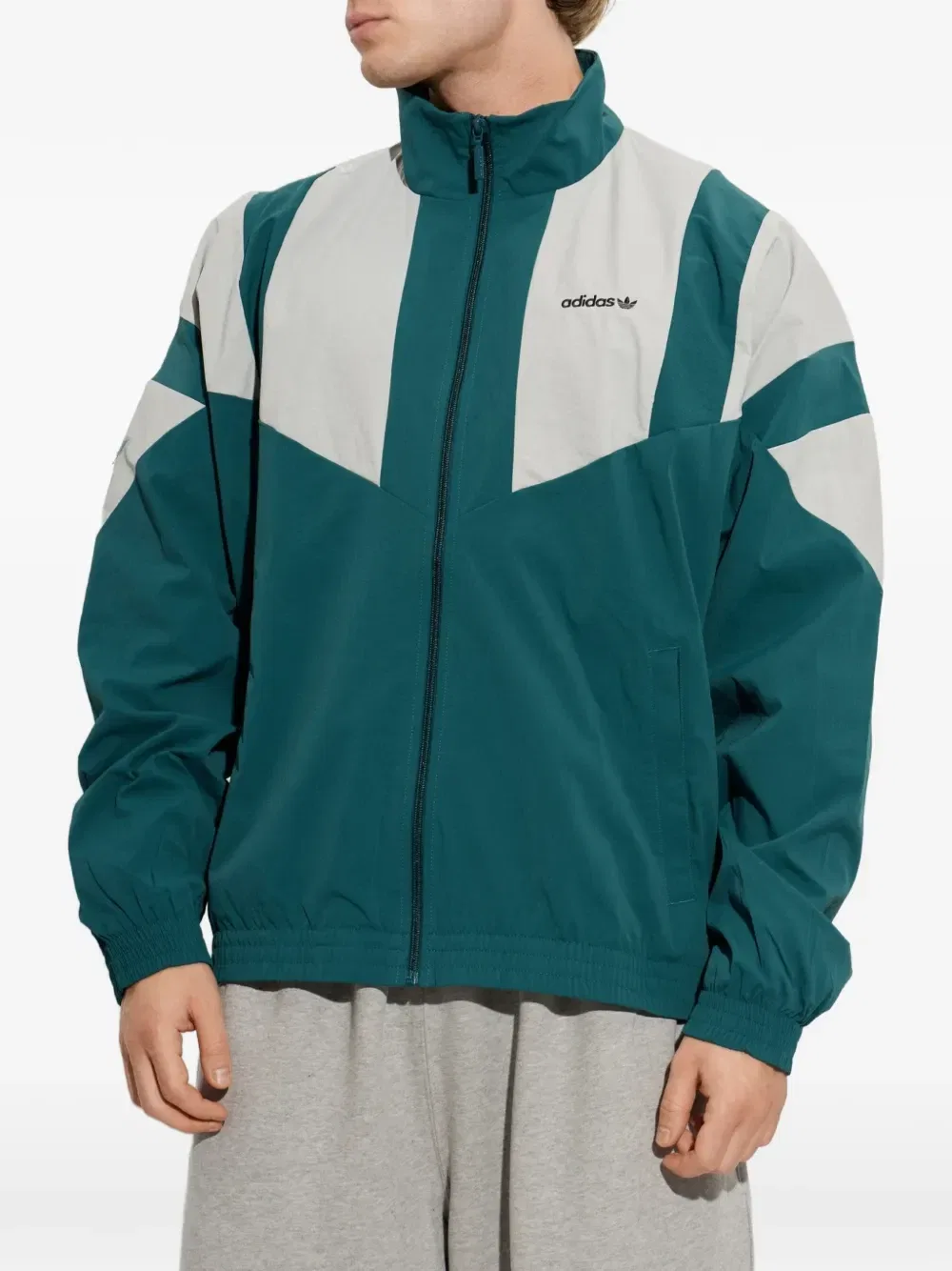 Куртка с логотипом и вставками Adidas, зеленый — фото 3