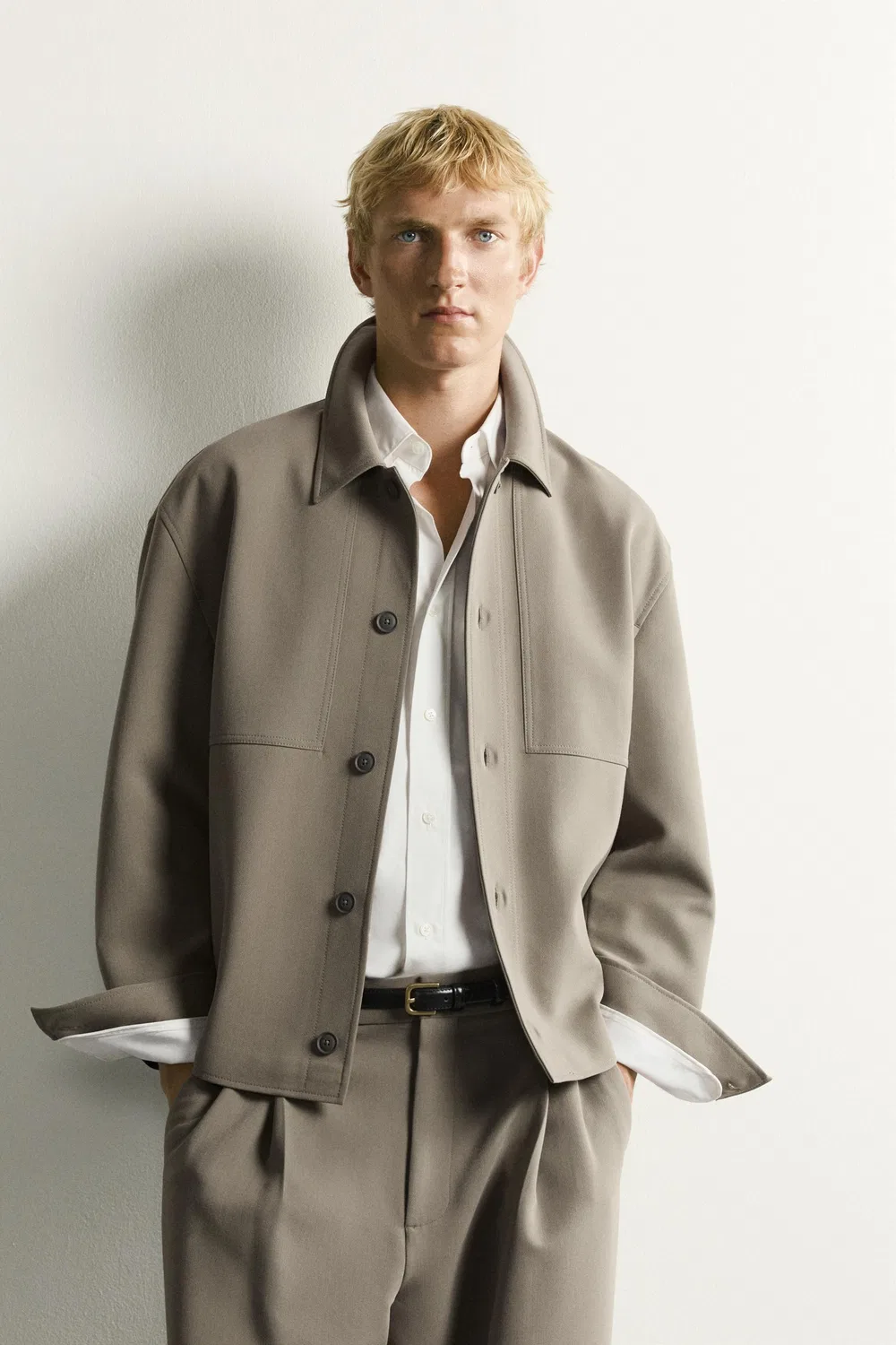 Рубашка свободного кроя ZARA, grau-beige — фото 2