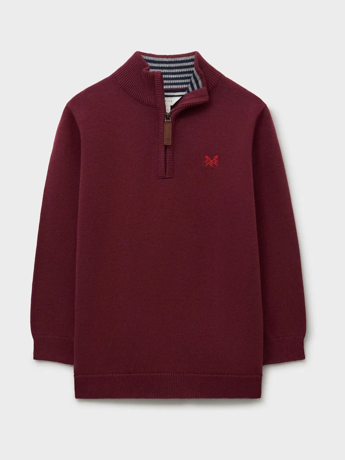 Джемпер классический, полузастежка-молния, Cotton Half-Zip Jumper Crew Clothing, красный