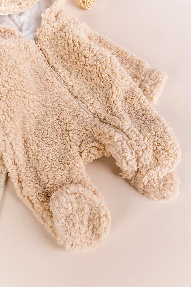 Детский комбинезон с капюшоном Welsoft Plush Winter Babymod, Beige — фото 4