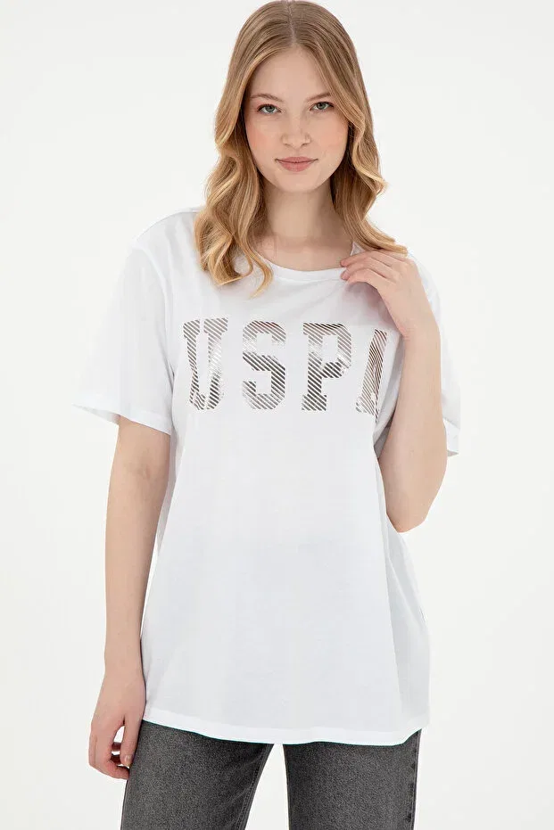 Женская футболка хлопковая U.S. Polo Assn., White — фото 3