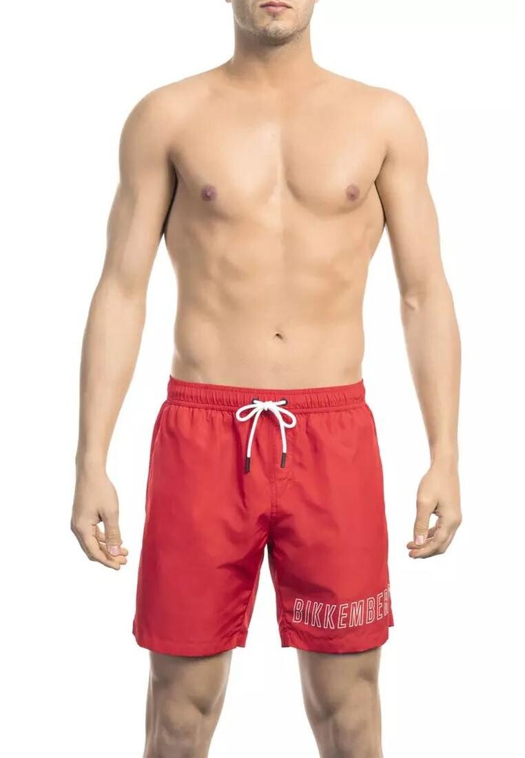 

Купальные шорты с принтом и эластичным поясом Bikkembergs, красный