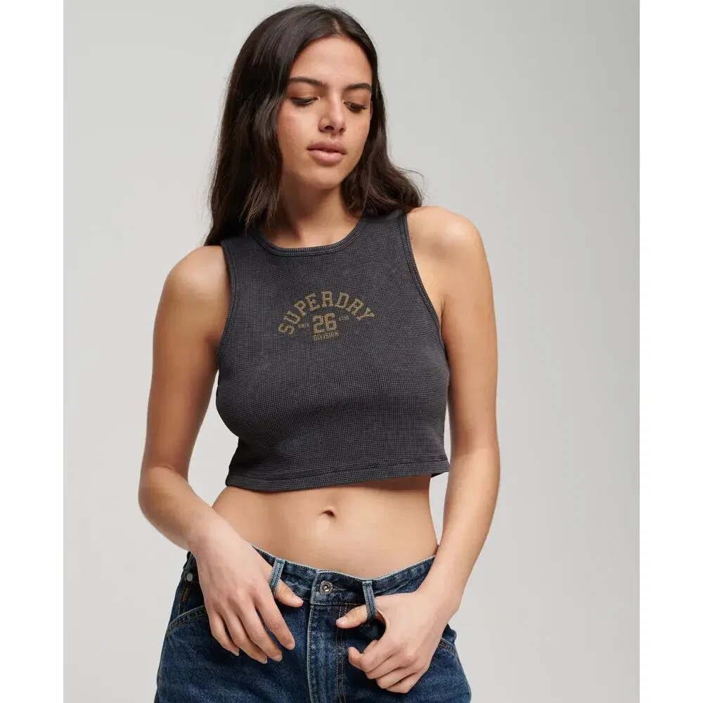 Женский топ с вафельной текстурой Athletic Essentials Superdry, Grau — фото 2