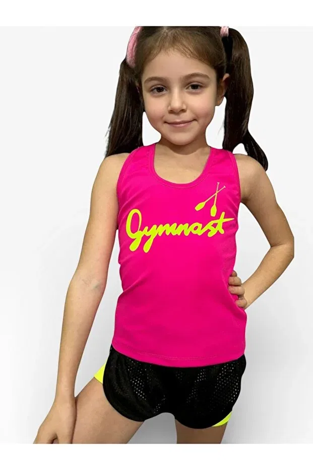 Детский топ для девочек с принтом She Can Wear, Labutlu Gymnast - Pink