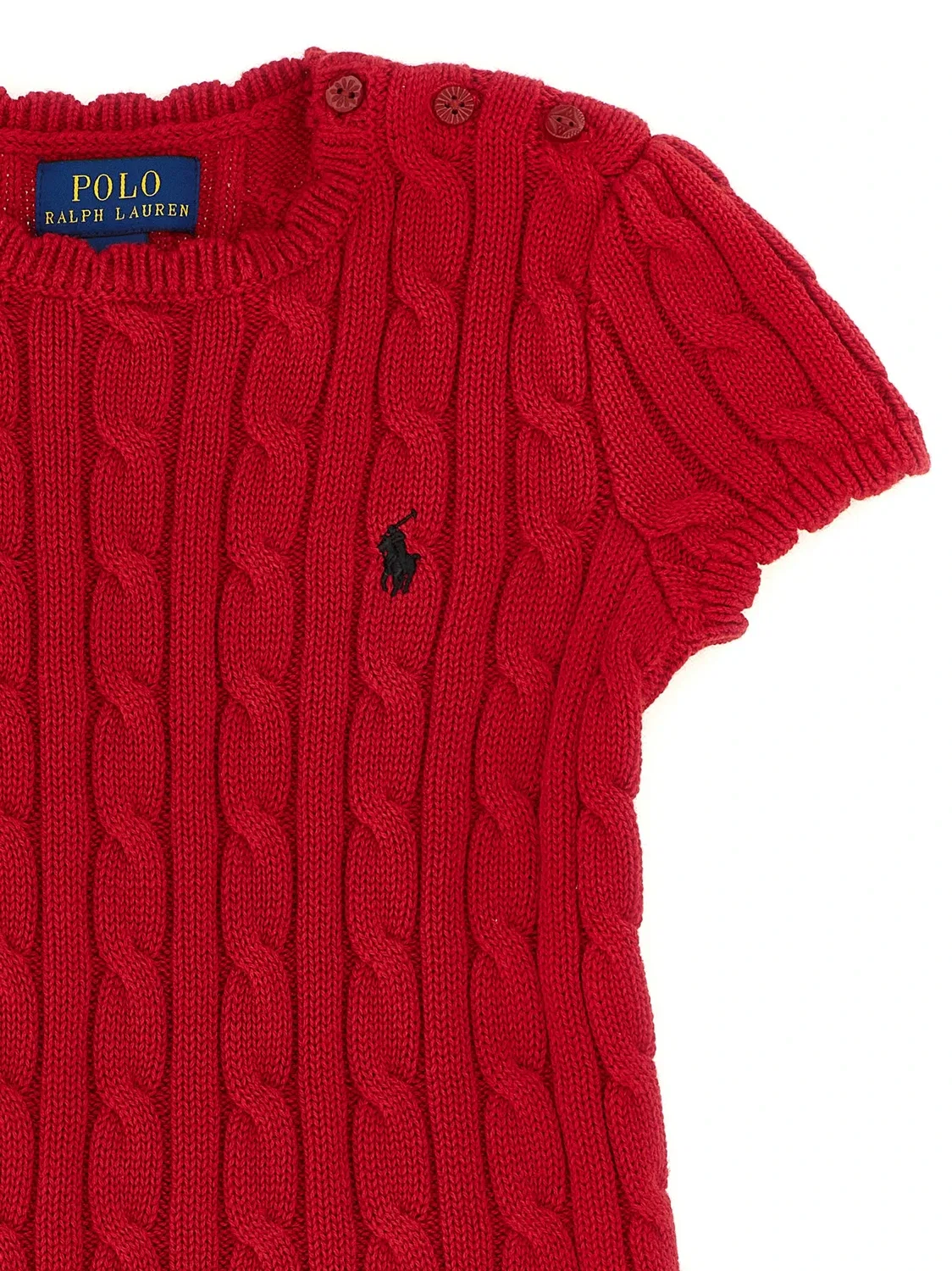 Вязаное платье косами Polo Ralph Lauren, красный — фото 3