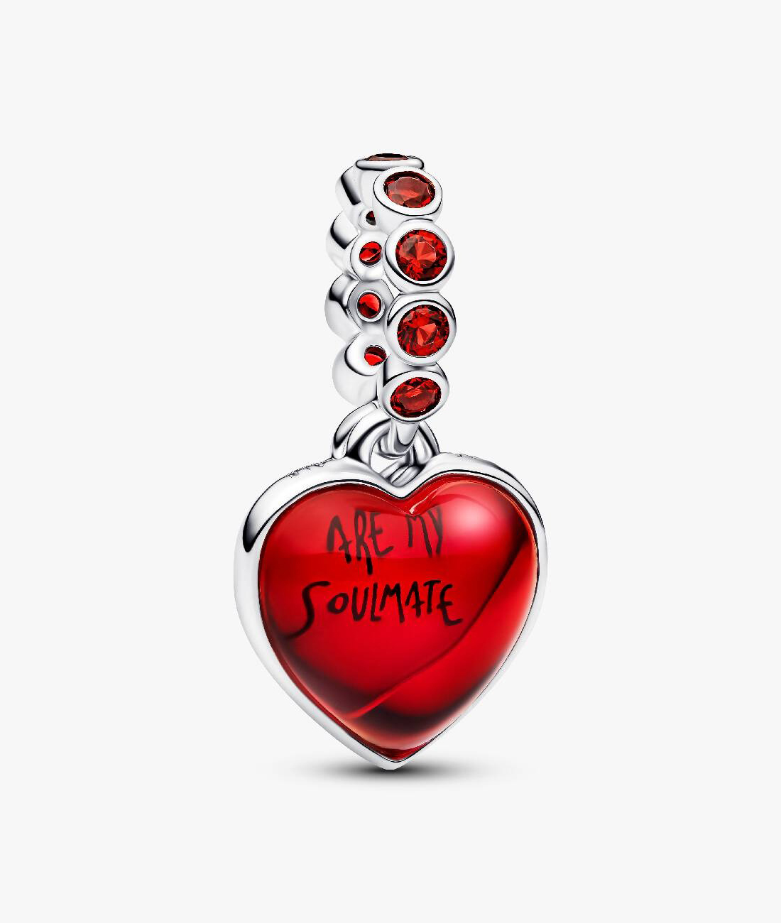 

Шарм Pandora Red Murano Glass Heart Double Dangle, серебро