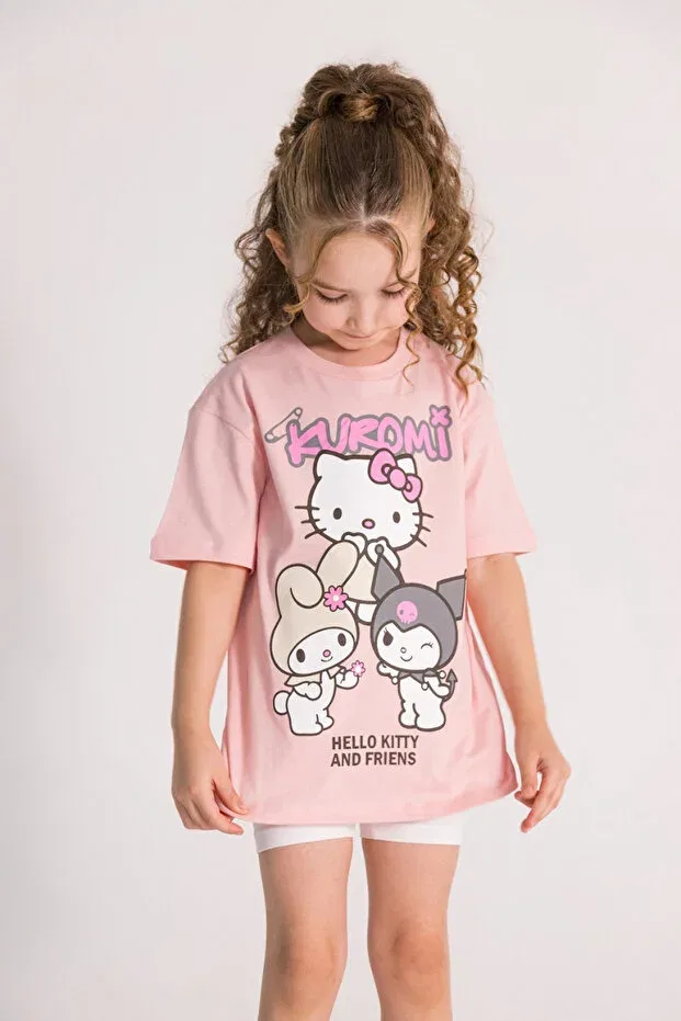 Детская футболка для девочек с принтом Kuromi Dmb Kids, Powder — фото 2