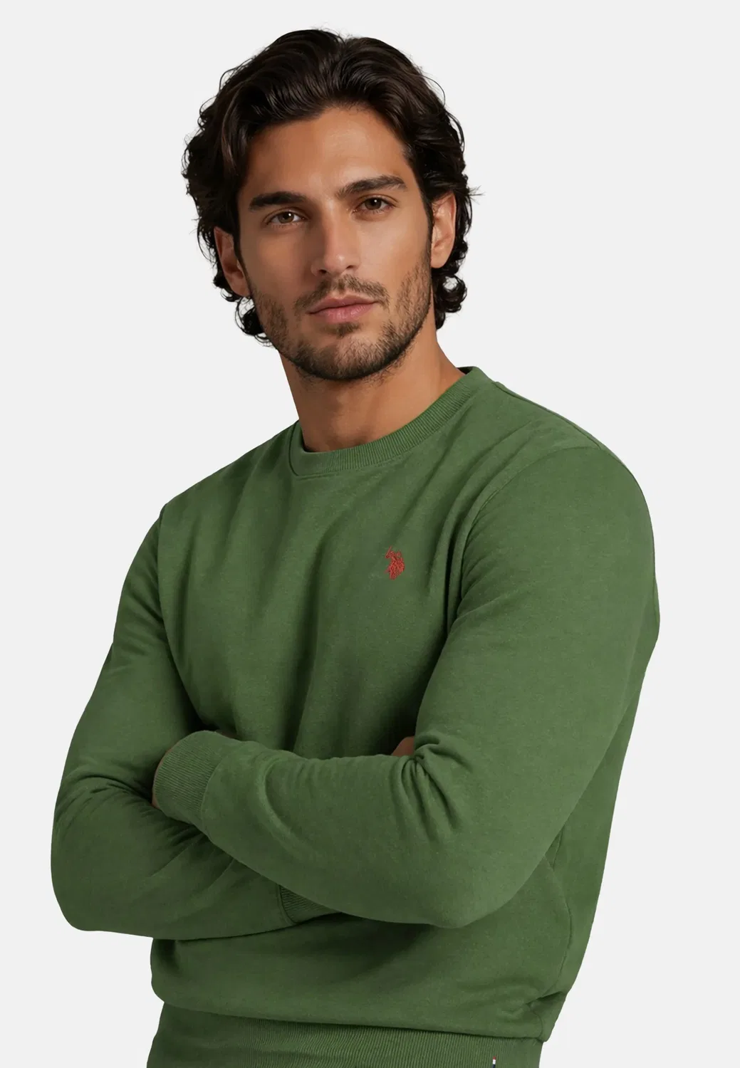 Мужской свитер с круглым вырезом USJaxxon U.S. Polo Assn., Olive-Rust — фото 2
