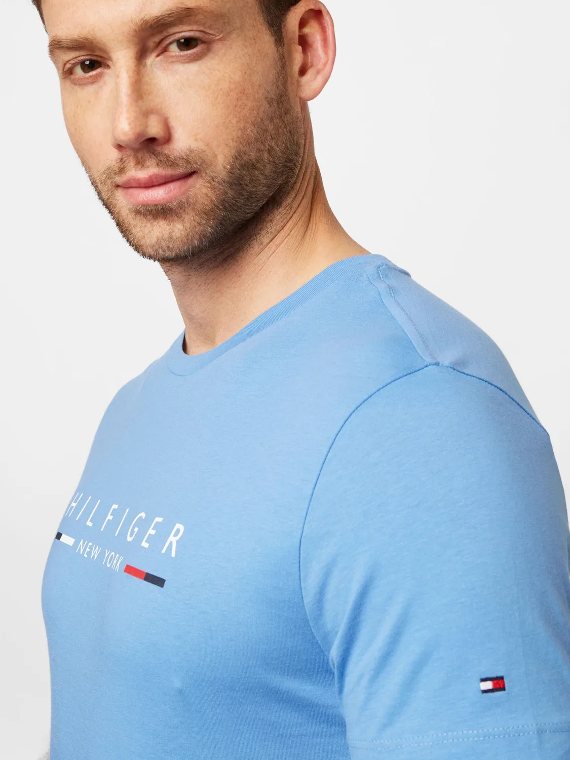 Рубашка Tommy Hilfiger Slim NYC Logo темно-синего и светло-голубого цвета — фото 2