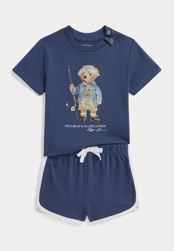 Комплект из футболки и шорт с принтом Polo bear, хлопок, Polo Ralph Lauren, Old Royal