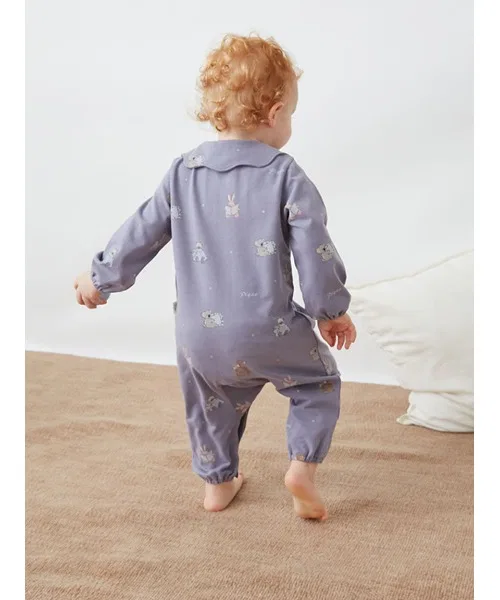 Детский боди-комбинезон с длинным рукавомс принтом, модель Dreamy Goodnight Animal, gelato pique, Ivory — фото 4