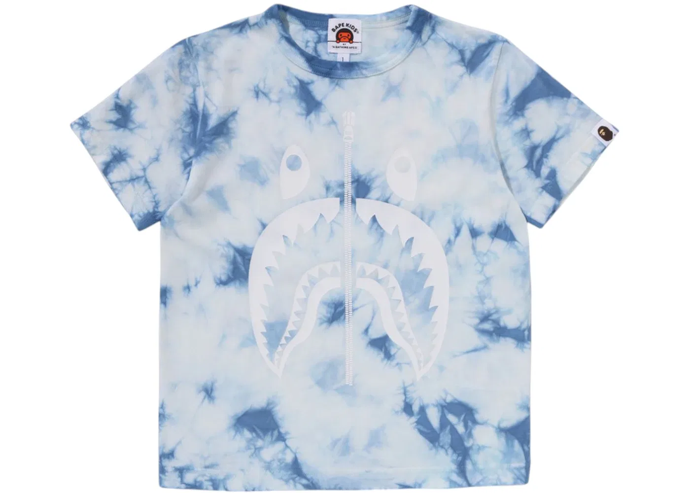 Детская футболка с принтом BAPE Kids Shark Tie Dye Tee, Blue
