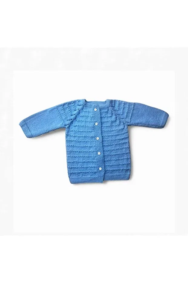 Детский кардиган с узором Hand Knitted Waterway Patterned Pafuli, Blue — фото 3