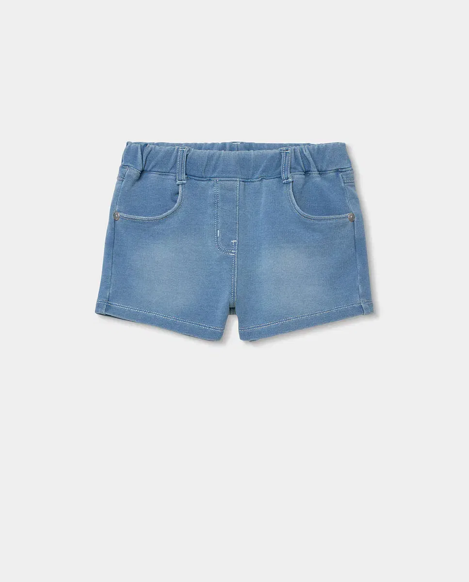 Детские шорты для девочки из футера с эффектом денима Boboli, Azul Denim