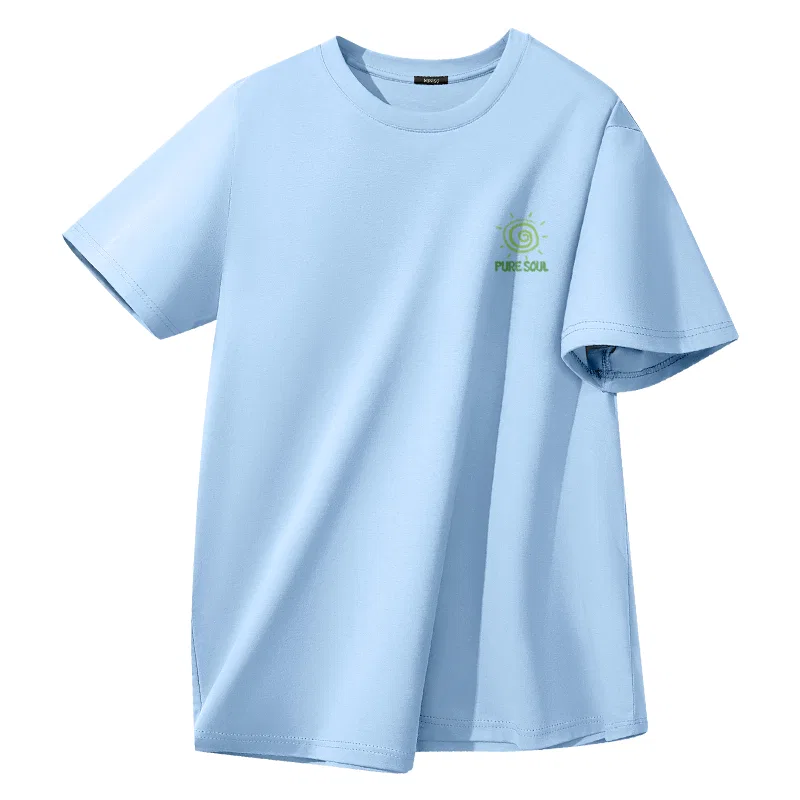 Футболка детская из льняного шелка Модель MINISO, Light Blue